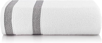 CASA COPENHAGEN Solitaire 6 Pieces Towel Set- Snow White, 600 GSM 2 Bath Towel 2 Hand Towel 2 Washcloth, Designed in Denmark Made of Soft Egyptian Cotton for Bathroom, Kitchen & Shower