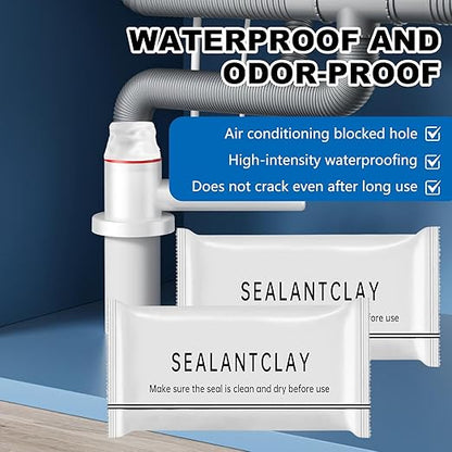 6 Pcs Waterproof Sealant Mastic, 2025 Upgrade White Seal Putty Waterproof Duct Seal Repair Sealing Clay, Quick Mending Mud for Drain Connection, Wall Hole, Air Conditioning Holes