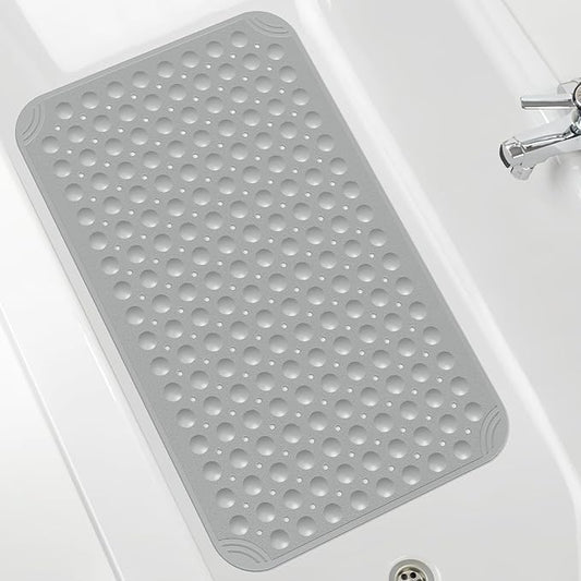 OTHWAY Non Slip Bathtub Mat, 31"x 19" TPE Bath Mat for Tub with Drain Holes and Suction Cups, Anti-Slip Mats for Kids Baby Elderly Bathroom (Dark Grey)
