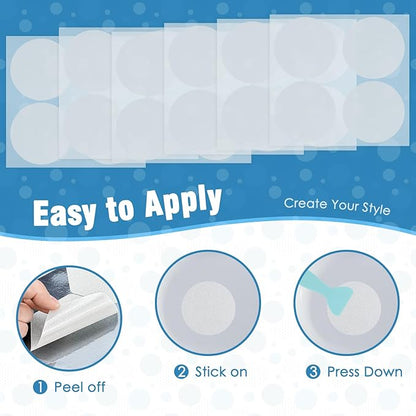 S&X 24 Pcs Non Slip Bathtub Stickers (Large 4" Round), Invisible Clear High Traction Grit Dots, Anti Slip Safety Treads for Tub, Shower Floor with Scraper