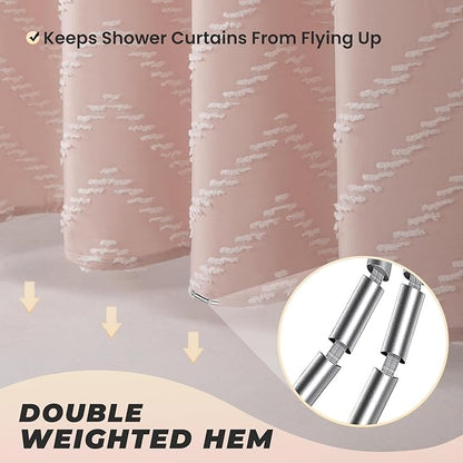Blush Pink Boho Shower Curtain Cute Shower Curtain Modern Farmhouse Textured Chevron Striped Minimalist Bathroom Shower Curtains