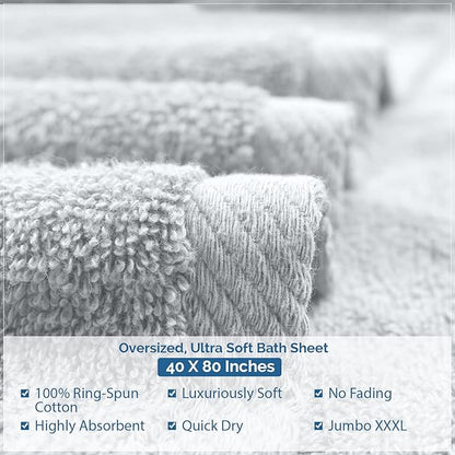 DAN RIVER Pack of 1 Bath Sheet 40x80 Inches, Extra Large Oversized Bath Towels, Thick Absorbent Hotel Bath Towels - Highrise