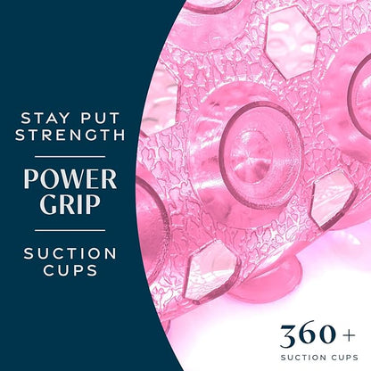 SlipX Solutions Power Grip 39x16 Bathtub & Shower Mat | Premium Non-Slip Bath Safety | Clear Pink