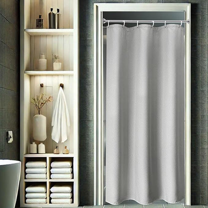 AooHome Stall Size Fabric Shower Curtain, 36 Width by 72 Height Inch Waffle Weave Pattern Bathroom Curtain with Hooks, Weighted Hem, Heavy Duty, Water Repellent, 36x72 Inch, Grey