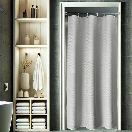 AooHome Stall Size Fabric Shower Curtain, 36 Width by 72 Height Inch Waffle Weave Pattern Bathroom Curtain with Hooks, Weighted Hem, Heavy Duty, Water Repellent, 36x72 Inch, Grey