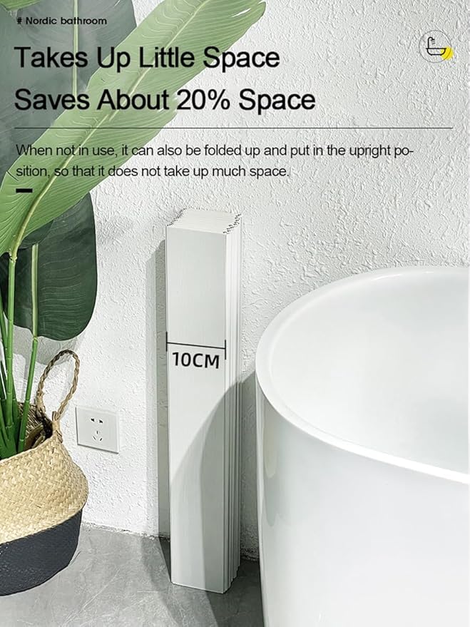 Adjustable Foldable Dust-Proof Bathtub Cover White,Waterproof Shutter Bathtub Tray & Laptop Desk 2 in 1 Fits Most Tubs,Modern Bath Tub Racks for Home (107x178CM(42"x70"), 0.47in Thick)