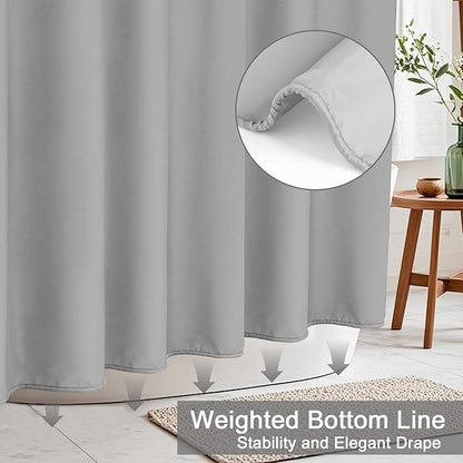 AooHome Fabric 48x72 Inch Small Shower Curtain, Stall Size Bathroom Curtain for Hotel, Water Repellent, Light Grey, 48 Width x 72 Height Inch