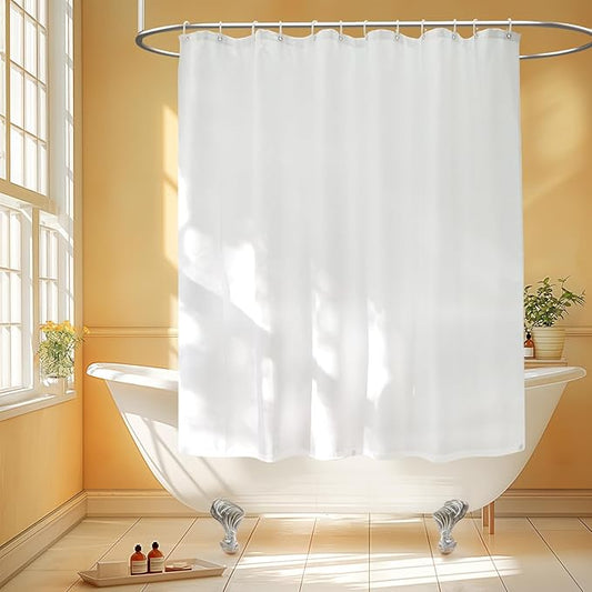 Waterproof Fabric Short Shower Curtain Liner with 3 Large Magnets, 72 x 66 inch Washable Cloth Shower Liner Neutral White, 66'' Length Bathroom Lightweight Shower Curtain