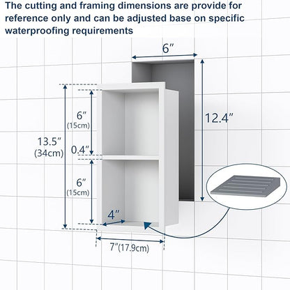 Shower Foot Rest for Shaving Legs, 304 Stainless Steel Footrest Niche with Shaving Holder, Recessed Shower Niche for Shaving Legs, Matte White, 5.9" X 12.3"