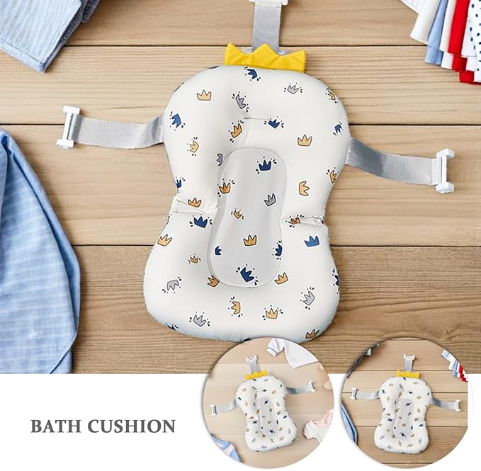 Toyvian Baby Bath Cushion Non-Slip Floating Mat Toddler Bathtub Seat Support for Sink and Tub 19.7X11.8 Inch for Safe Bathing at Home and Travel