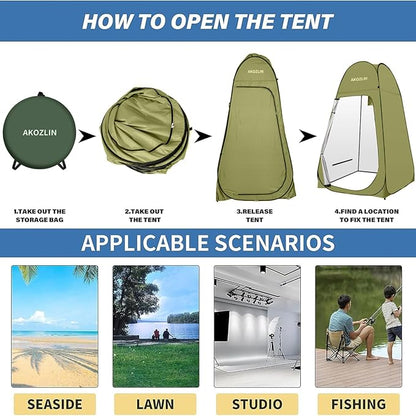 AKOZLIN Portable Pop Up Shower Tent Instant Privacy Dressing Changing Tent Outdoor Shower Room Camp Toilet Tent