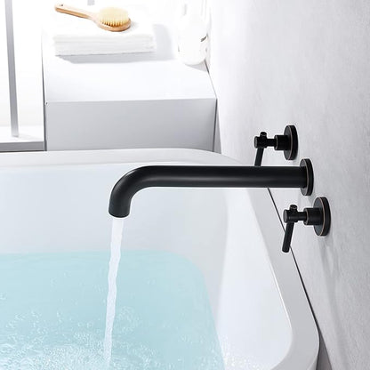 SUMERAIN Two Handle Wall Mount Tub Faucet Oil Rubbed Bronze Bathtub Faucet Set with Rough in Valve