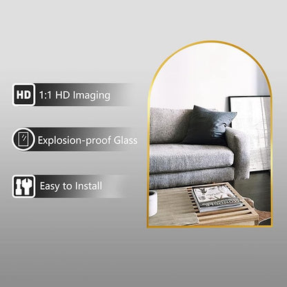 HARRITPURE 2Pcs Arched Bathroom Mirror Wall Mounted Mirror Aluminum Alloy Frame for Bathroom,Vanity Mirror Home Decor for Bathroom Bedroom Living Room Entryway (Gold, 20"*30")