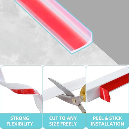 Shower Threshold Water Dam,Walk in Shower Water Guard, Shower Dam Water Barrier Bathroom Sink Splash for Dry And Wet Separation Caulk Seal Strip Edge Trim (78Inch, Transparent)