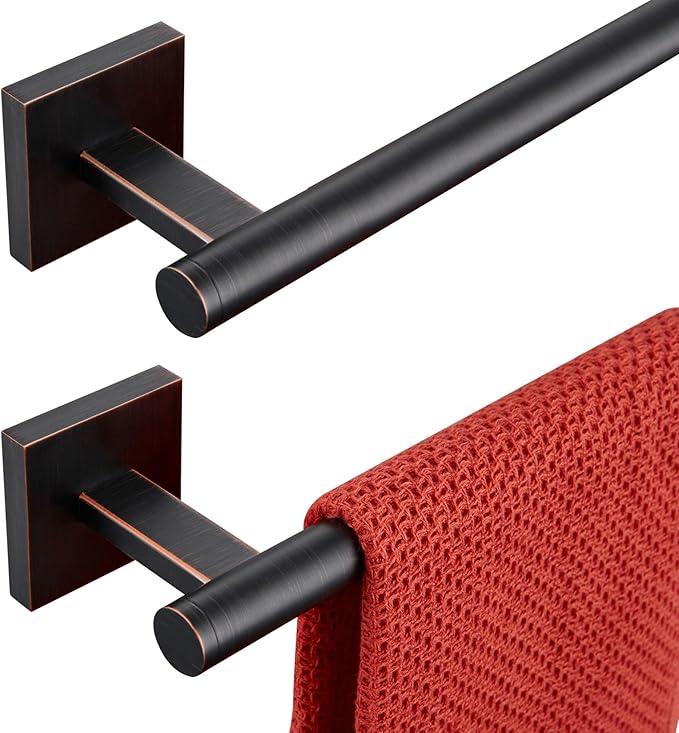 KOKOSIRI Bathroom Towel Bar Bath Towel Holders for Toilet Kitchen Cabinet Wall Mount 24 Inch, 2 Pack Oil Rubbed Bronze Stainless Steel B4005ORB-L24-P2