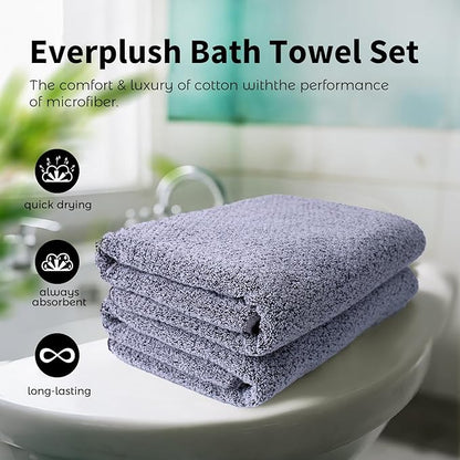 Everplush Diamond Collection Extra Large Bath Towel Sheet – 2 PK, Super Soft & Highly Absorbent, Quick-Drying, Oversized & Thick. Perfect for Bathroom, Pool, Swimming Use (Grey, 35" x 66" 2PK)