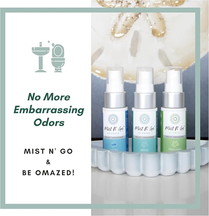 Mist N’ Go by Omaze Travel Bathroom Spray for Toilet Spray Odor Eliminator - Travel Toilet Spray for Bathroom Air Freshener Spray for Bathroom Deodorizer - Dream Travel Size (1oz x5)