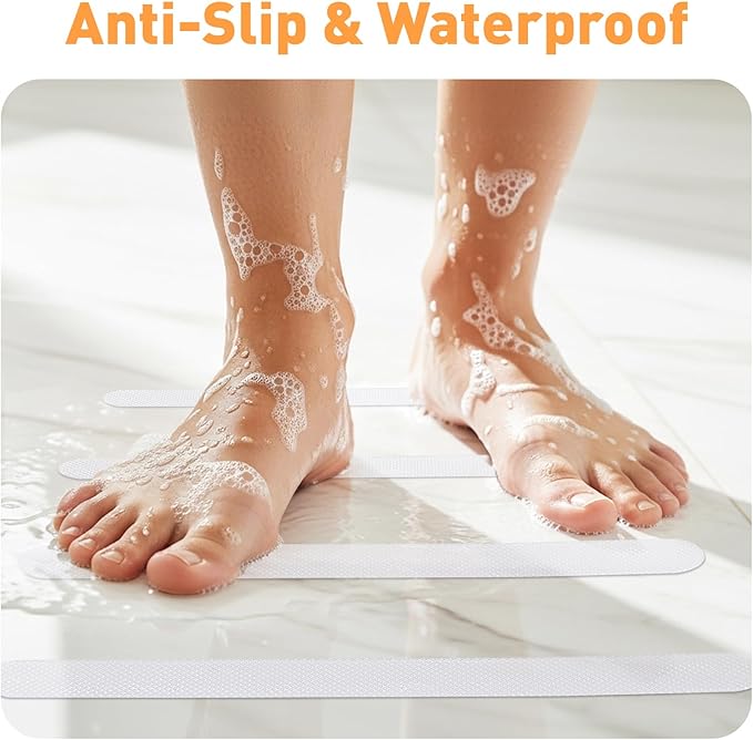 AGPTEK 36PCS Bathtub Non Slip Stickers, Anti-Slip Shower Strips with Strong Adhesive for Bath Tub Shower Bathroom Edge of Swimming Pool Stairs Ladders Boats, Clear