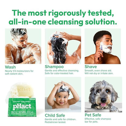 ANDREW LESSMAN pHact Moisture-Rich, Soap-Free Cleansing Bar Hint of Mint. Natural Skin pH. All Skin Types - Even Sensitive Skin. Hypoallergenic. Dermatologist Tested. 6 Pack 4.25 oz each