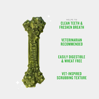 Minties Dog Dental Bone Treats, Tiny/Small Dental Dog Treats, 5-25 lbs, Clean Teeth, Fight Bad Breath, Removes Plaque and Tartar, 120 Count