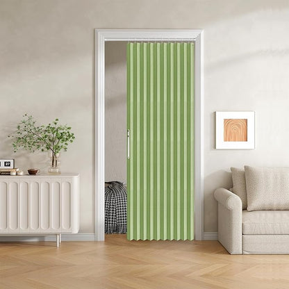 100% Blackout Fabric Folding Door Curtain with Magnetic Closure - Accordion Style for Sliding Doors, Closets,Wardrobe and Temporary Door Solutions Doorway Curtains（W42 x L78, Green，1 Panel）