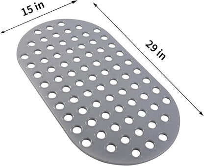 Shower Mat Non Slip Grey Bathtub Mat Non Slip 29 x 15 Inch Oval Bath Mat for Tub Bathroom Elderly Kids