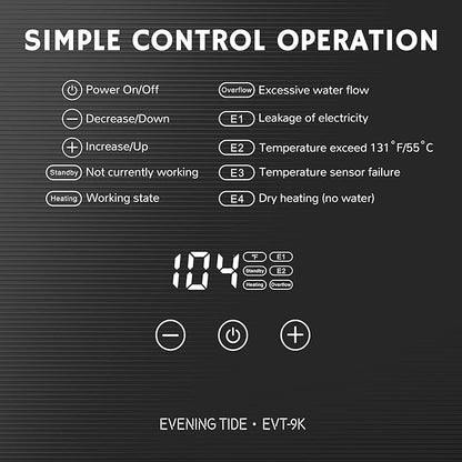 Airthereal Electric Tankless Water Heater, 9kW, 240Volts - Endless On-Demand Hot Water - Self Modulates to Save Energy Use - Small Enough to Install Anywhere - for Sink and Faucet, Evening Tide series