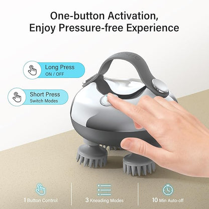 arboleaf Scalp Massager Rechargeable Head Massager Scalp Stress Relax, Waterproof Handheld Hair Scratcher with 8 Removable Massage Claws, Gift for Dad Mom