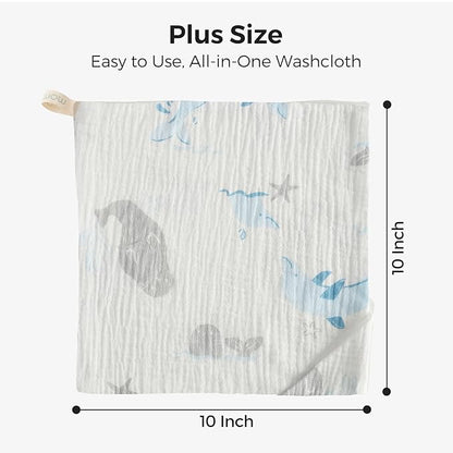 Momcozy Baby Washcloths - 4 Layer Design| Medium Thickness| Soft & Absorbent| Premium Cotton for Newborns' Skin-Great for Bathing, Wiping & on-the-go Use, Shower Gift and Essential(5 Pack, 10x10 inch)