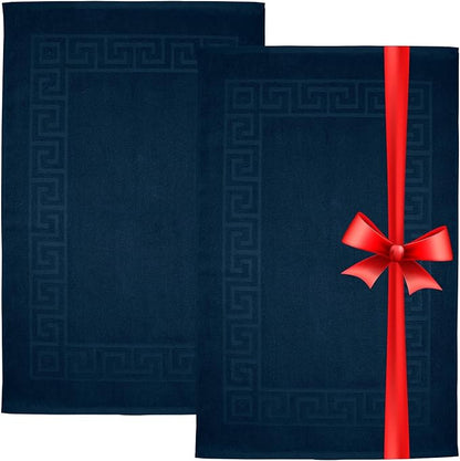 DAN RIVER Greek Cotton Bath Mats Set of 2 – Not a Bathroom Rug, Ultra Soft, Highly Absorbent & Machine Washable Bath Mat Towel for Bathroom Floor Mat – Durable, Quick-Dry, 21x34 Inches, Blue Opal