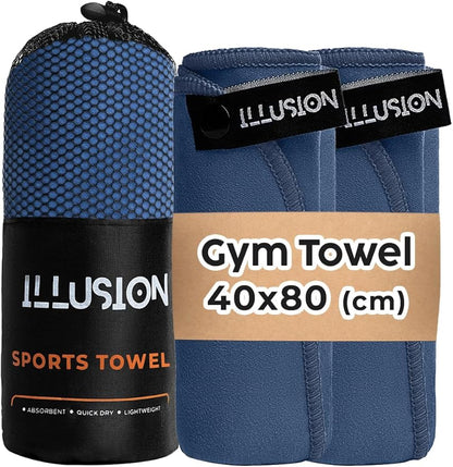 illusion Small Microfiber Gym Towels for Men and Women Active Sports (32" L x 16''W)-Lightweight Quick Dry Gym Towel for Sweat-Workout Towels Ideal for Yoga, Camping, Running, and Outdoor Activities