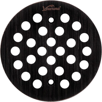 4-1/4Inch Screw-in Shower Strainer Drain Cover Replacement Floor Strainer Floor Drain (Oil Rubbed Bronze)
