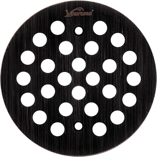 4-1/4Inch Screw-in Shower Strainer Drain Cover Replacement Floor Strainer Floor Drain (Oil Rubbed Bronze)