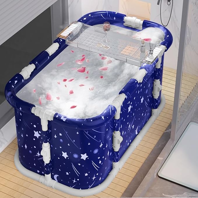 Portable Bathtub, 47 in Freestanding Soaking Bath Tub for Adults, Portable Bathtub for Shower Stall, Separate Family Bathroom SPA Tub, Family Adult Foldable Bathtubs for Hot Bath Ice Bath
