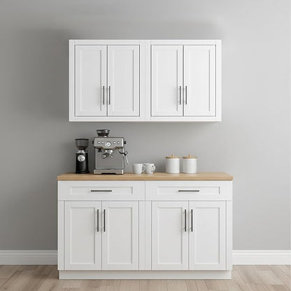 Crosley Furniture Savannah 2-Piece Wall Kitchen Storage Cabinet, Cabinets for Laundry, Bathroom, White