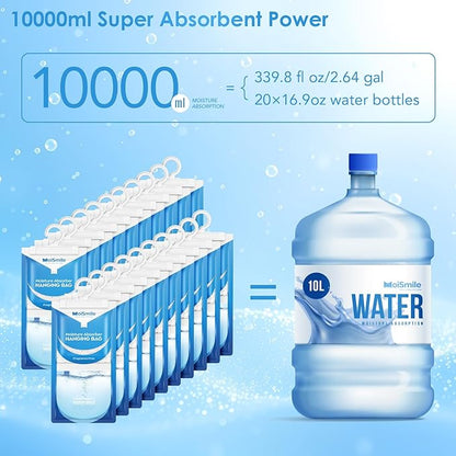 Moisture Absorbers 20 Pack Fragrance Free, Hanging Closet Dehumidifier Bags, Humidity Absorber, Compact Eliminates Odors Humidity Packs for Car, Bathroom, Bedroom, Basement, 9.8OZ
