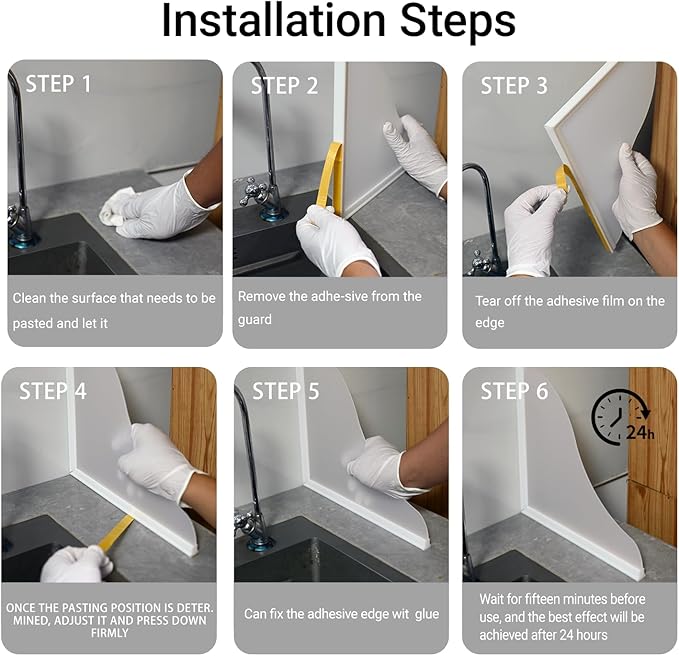 Shower Splash Guard Kit - Large Size Thickened Water Blocker with Extra-strong Adhesive for Walk-in Shower/Bathroom/Bathtub/Kitchen Sink - White Frosted/Matte Acrylic Plate Pack of 2(10"x12")