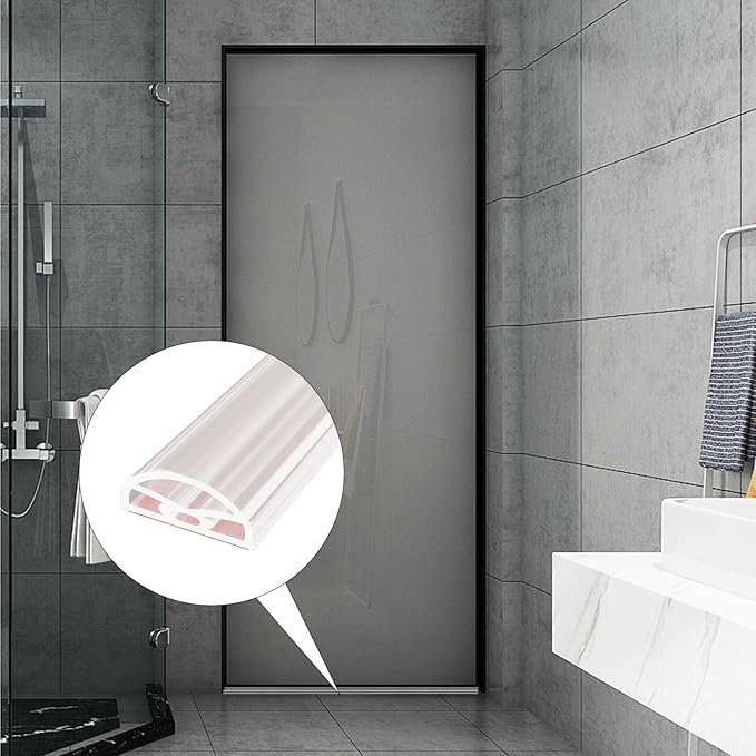 39” Transparent Shower Threshold Water Dam Stopper for Dry and Wet Separation,Self Adhesive Collapsible Walk in Shower Splash Guard Seal Strip,Silicone Sink Edge Water Barrrier for Bathroom,Kitchen