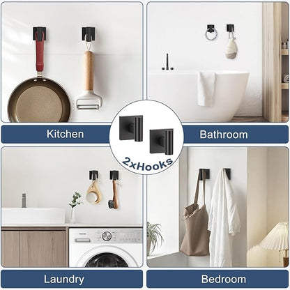 TURS Matte Black 5-Pieces Bathroom Hardware Set SUS304 Stainless Steel Towel Bar Set Wall Mounted 23.6 Inch Towel Racks for Bathroom Square Towel Holder Set