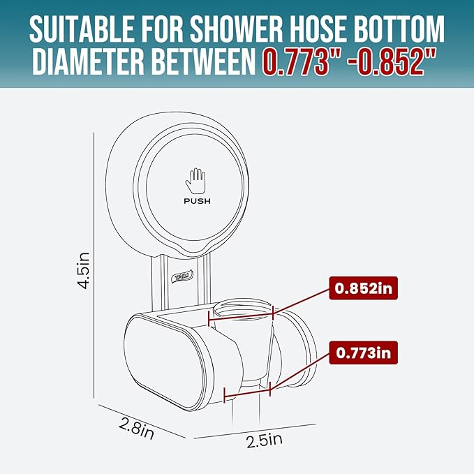 TAILI Shower Head Holder Suction Cup, handheld Shower Head Bracket, Height Angle Adjustable Wall Mounted, Bathroom Showerhead Holder No Drilling Removable Waterproof, White