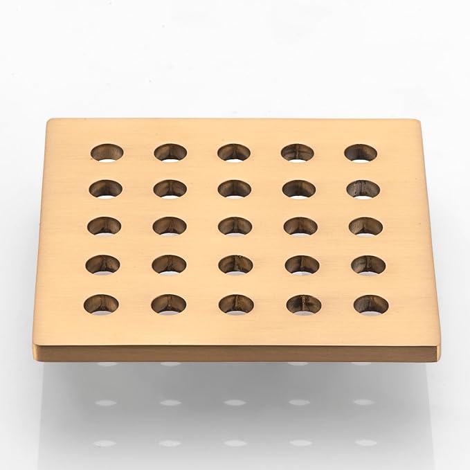 3.75 INCH Square Shower Drain Cover 95MM Floor Drain Grille (Brushed Gold)