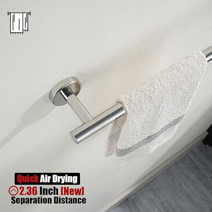 JQK Bath Towel Bar Chrome, 36 Inch 304 Stainless Steel Thicken 1mm Single Towel Rack for Bathroom, Towel Holder (Polished Chrome) Wall Mount, 39 in Total Length, TB110L36-CH