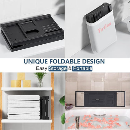 Yirilan Bathtub Tray, Expandable Bath Tray for Tub for Books, Tablets & Wine Glasses for Home Spa, Bathroom Accessories & Gifts