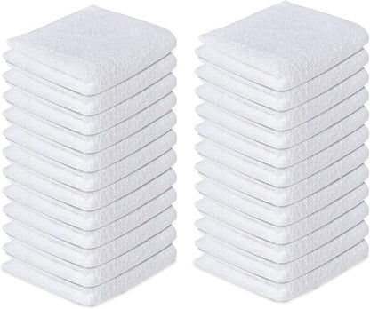 Softolle 100% Cotton Washcloths 24 Pack (12x12 Inches) Soft, Highly Absorbent Washcloth, Face Towels, Wash Cloths for Face, Ring Spun, Bulk Pack (Grey/White)