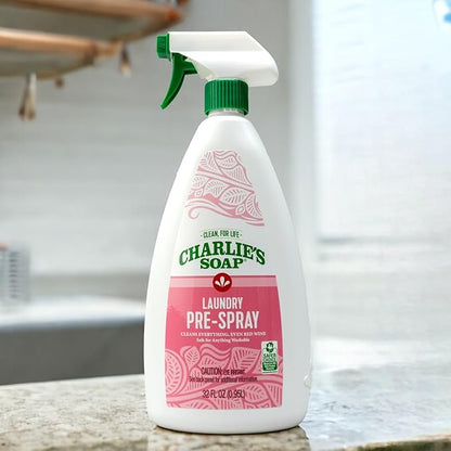 Charlie’s Soap Laundry Pre-Spray Stain Remover (32 fl oz), Natural Laundry Pretreat and Stain Remover (Pack of 1)
