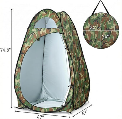4x4ft Pop Up Privacy Shower Tent with Top Window, 3.6lbs Liightweight Dressing Room, Portable Toilet Stall with Carry Bag for Camping, Beach, Outdoors (Camouflage)