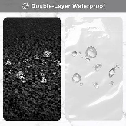 MitoVilla 3 in 1 Shower Curtain Set, Black Boho Farmhouse Linen Textured Bath Curtain and Clear PEVA Liner Set with 12 Double Sided Steel Hooks, Waterproof Fabric Hotel Bathroom Curtain - 72x72