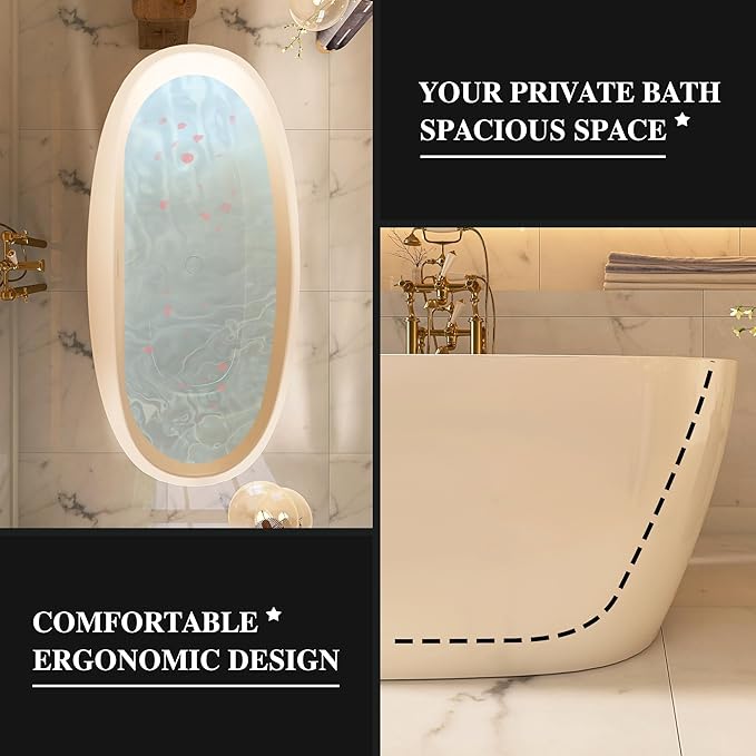 59" Acrylic Freestanding Bathtub, Tap Deck Bathtub, Stand Alone Tub, Soaking Tub with Integrated Overflow and Drain, cUPC Certified