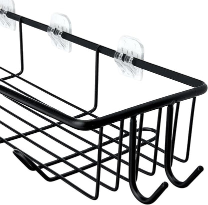 Amazon Basics Shower Organizer Caddy with Soap Holder, Stainless Steel, Black, Set of 5