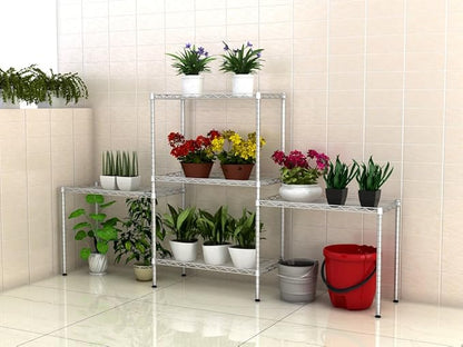 5 Tier Storage Racks Shelving, Heavy Steel Pantry Shelves, Adjustable Wire Shelving Rack, Suitable for Garage, Kitchens, Offices, 21" W x 11.4" D x 59" H, Silver